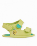 Sandali neonato in tessuto con chiusura in velcro