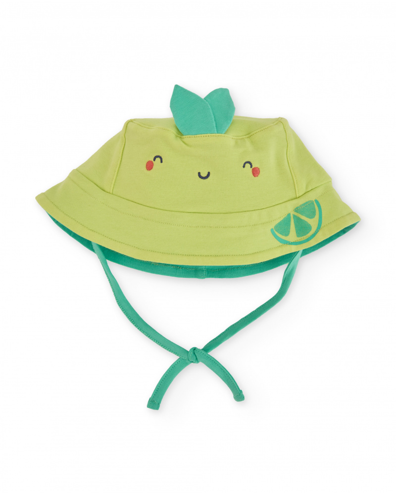 Cappellino in maglia per neonato con laccetto regolabile