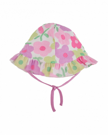 Cappellino in maglia per neonato con stampa floreale