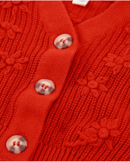 Giacca da bambina in maglia con fiori in rilievo