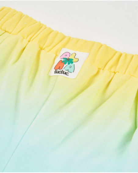 Shorts da bambina in maglia con fiore stampato