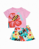 Completo da bambina in maglia con motivo floreale