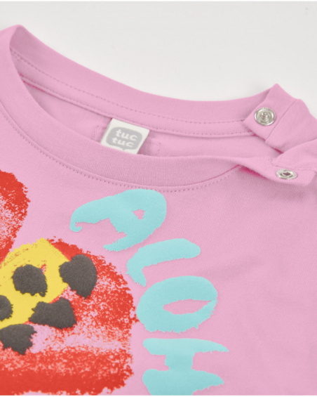 T-shirt da bambina in maglia con maxi stampa floreale