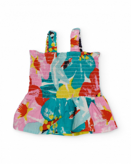 Top da bambina in tessuto con spalline