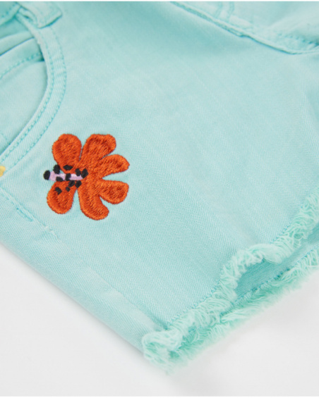 Shorts da bambina in denim con ricami