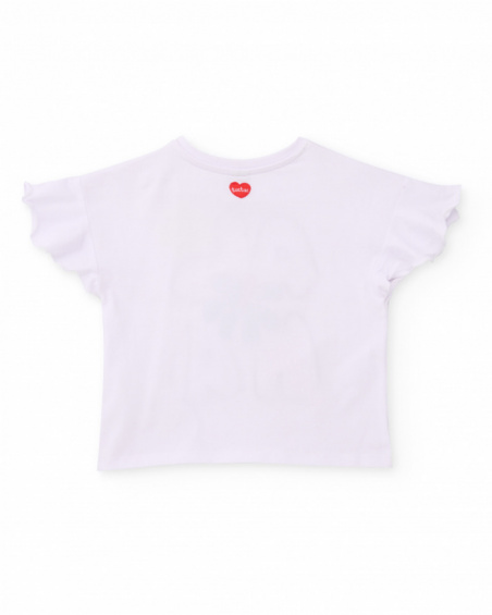 T-shirt da bambina in maglia con maniche con volant