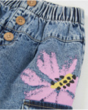 Pantaloni da bambina in tessuto con vita elasticizzata