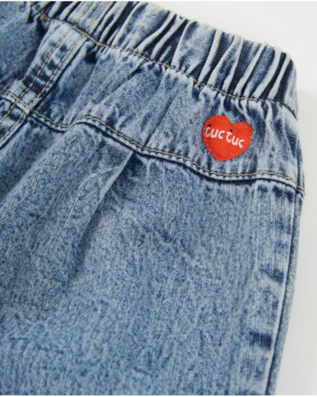 Pantaloni da bambina in tessuto con vita elasticizzata