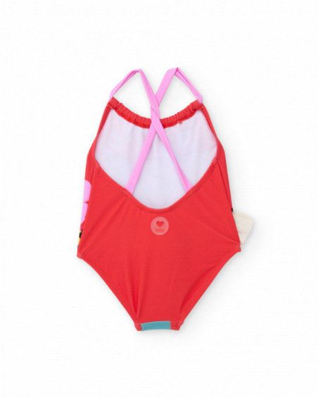 Costume da bagno da bambina in maglia con doppia balza