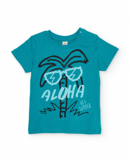 T-shirt da bambino in maglia con stampa di palme