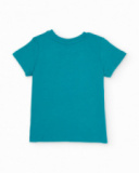 T-shirt da bambino in maglia con stampa di palme