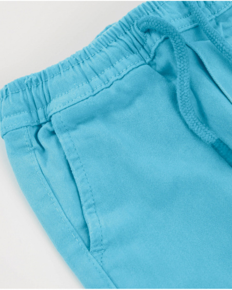 Pantaloni da bambino in tessuto con vita elasticizzata e coulisse regolabile