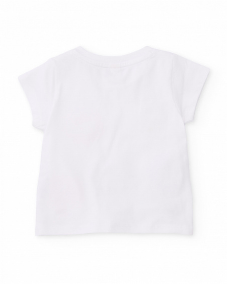 T-shirt da bambina in maglia con fiori in rilievo