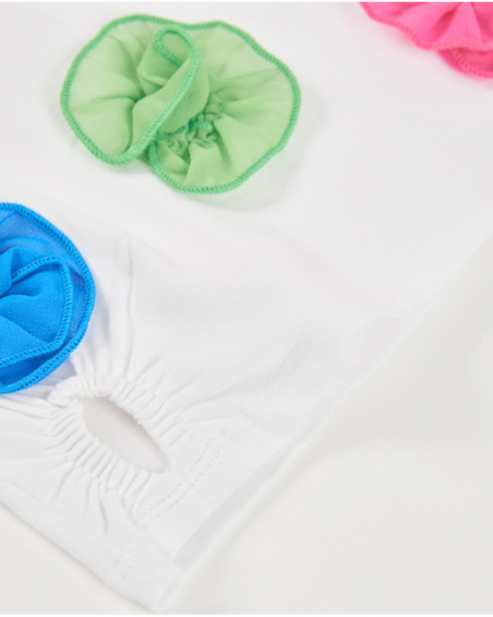 T-shirt da bambina in maglia con fiori in rilievo