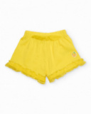 Short da bambina in maglia con volant al fondo