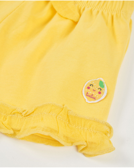 Short da bambina in maglia con volant al fondo