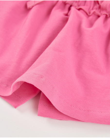 Short da bambina in maglia con vita con volant arricciato