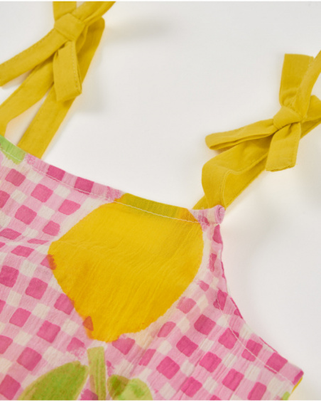 Top da bambina in tessuto con spalline con fiocchi