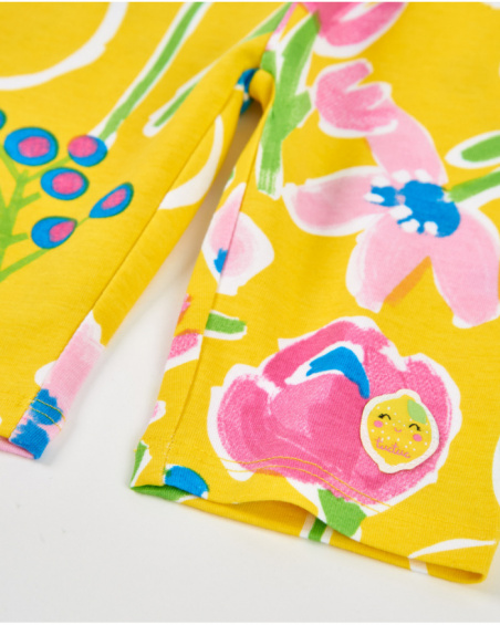 Leggings da bambina in maglia con stampa floreale