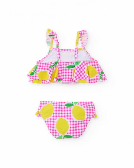 Bikini da bambina in maglia su fondo vichy