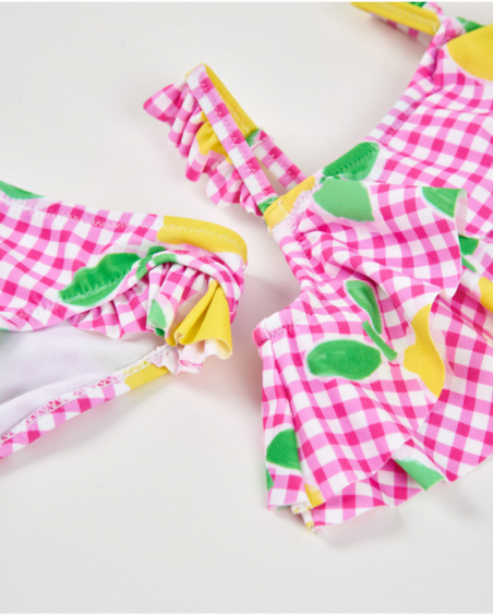 Bikini da bambina in maglia su fondo vichy