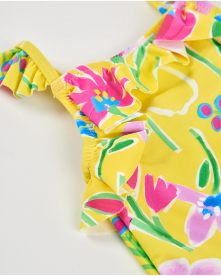 Costume da bagno da bambina in maglia con volant sulle spalline