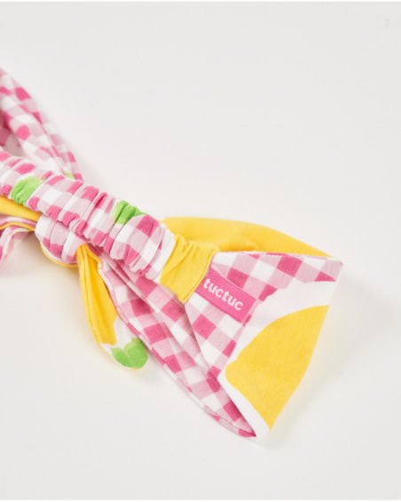 Fascia per capelli da bambina in maglia con stampa vichy