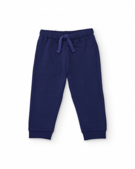 Pantaloni da bambino in maglia con vita elasticizzata e coulisse