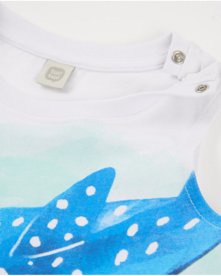 T-shirt da bambino in maglia con motivo di grande pesce