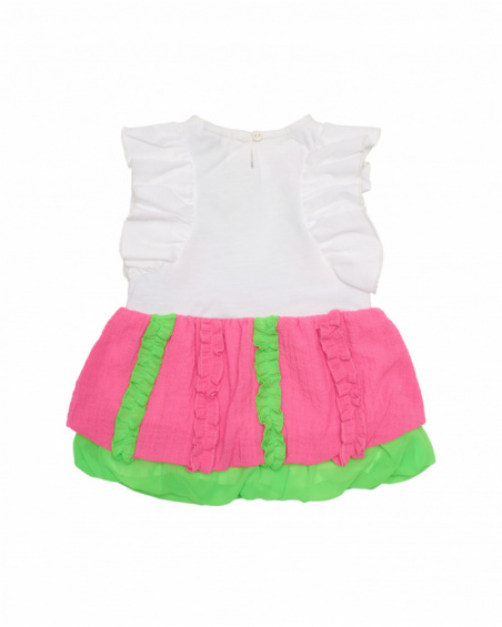 Vestito da bambina in tessuto con fiori in rilievo