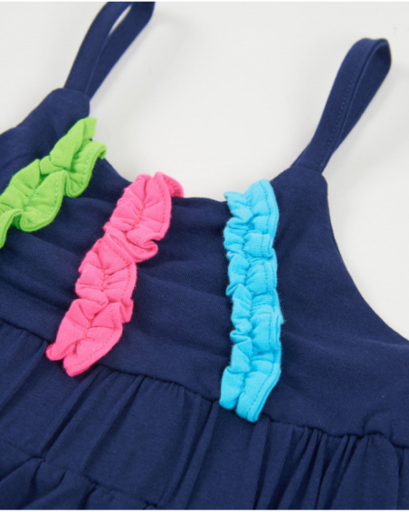 T-shirt da bambina in maglia con spalline arricciate