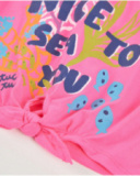 T-shirt da bambina in maglia con nodo al fondo