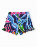 Short da bambina in maglia con volant