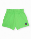 Short da bambina in maglia con vita elasticizzata arricciata