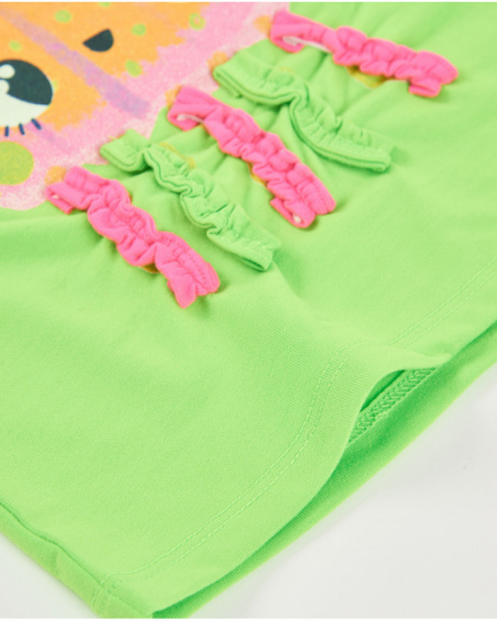 T-shirt da bambina in maglia con spalline arricciate