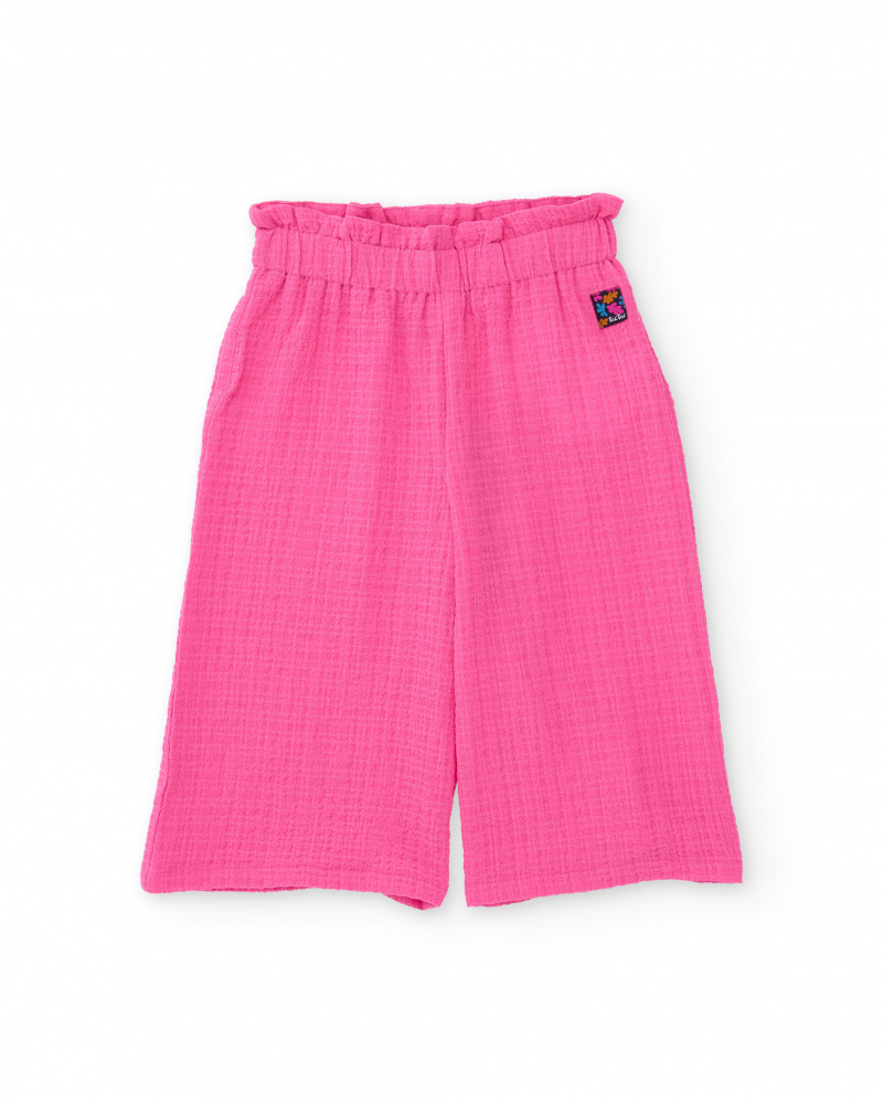 Pantaloni da bambina in tessuto con texture goffrata