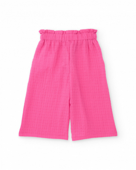 Pantaloni da bambina in tessuto con texture goffrata