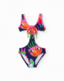 Costume da bagno da bambina in maglia con applicazioni di meduse