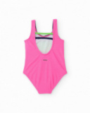 Costume da bagno da bambina in maglia con spalline arricciate
