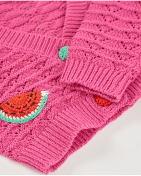 Giacca da bambina in tricot con motivi di frutta