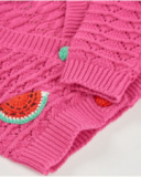 Giacca da bambina in tricot con motivi di frutta