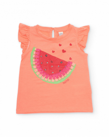 Completo da bambina in maglia con motivo anguria