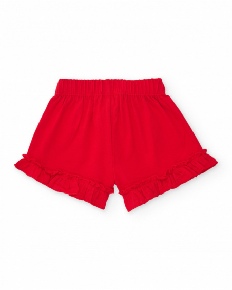 Short da bambina in maglia con volant al fondo