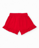 Short da bambina in maglia con volant al fondo