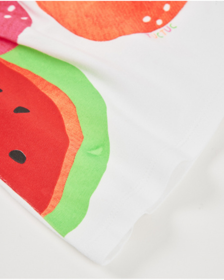 T-shirt da bambina in maglia con foglioline in rilievo