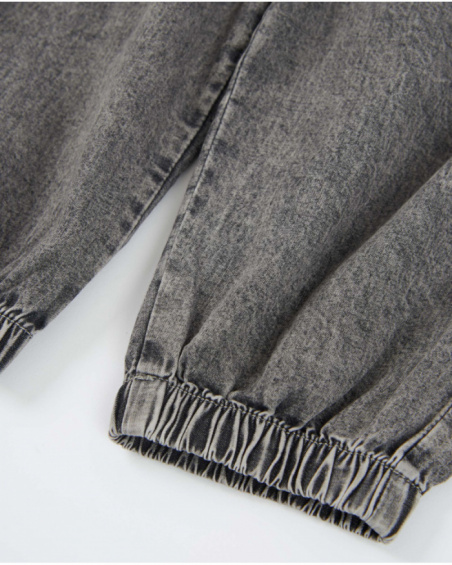 Pantaloni da bambina in tessuto in denim effetto lavato
