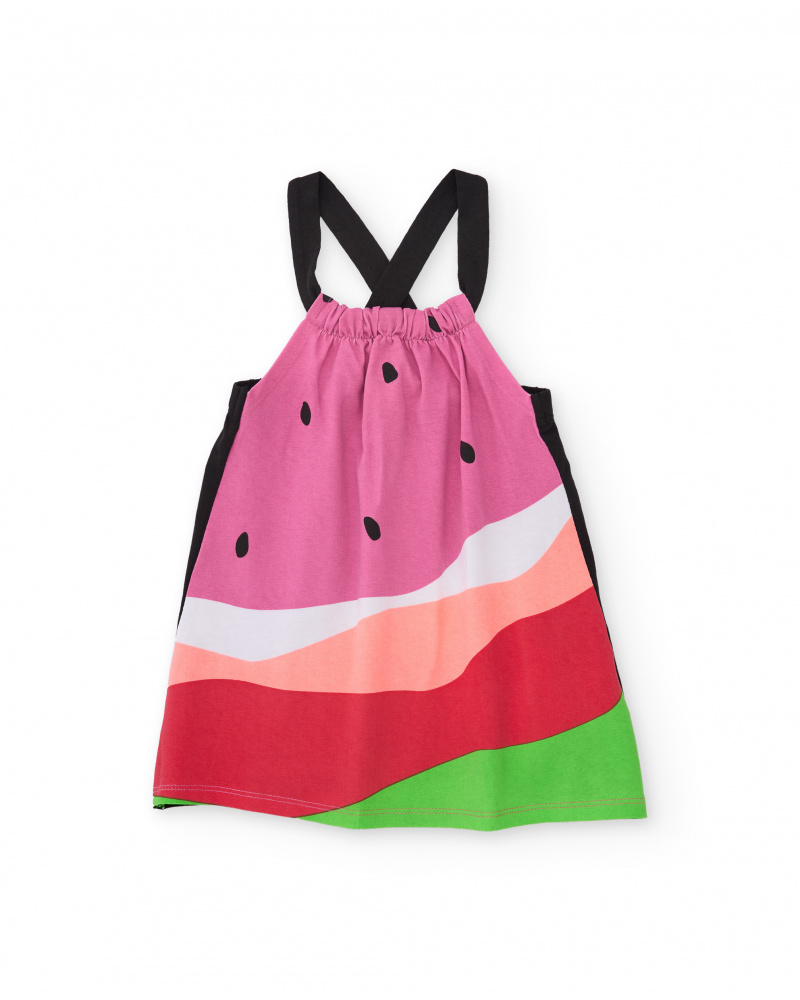 Vestito da bambina in maglia con spalline incrociate sul retro
