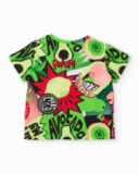 T-shirt da bambino in maglia con stampa fumetto