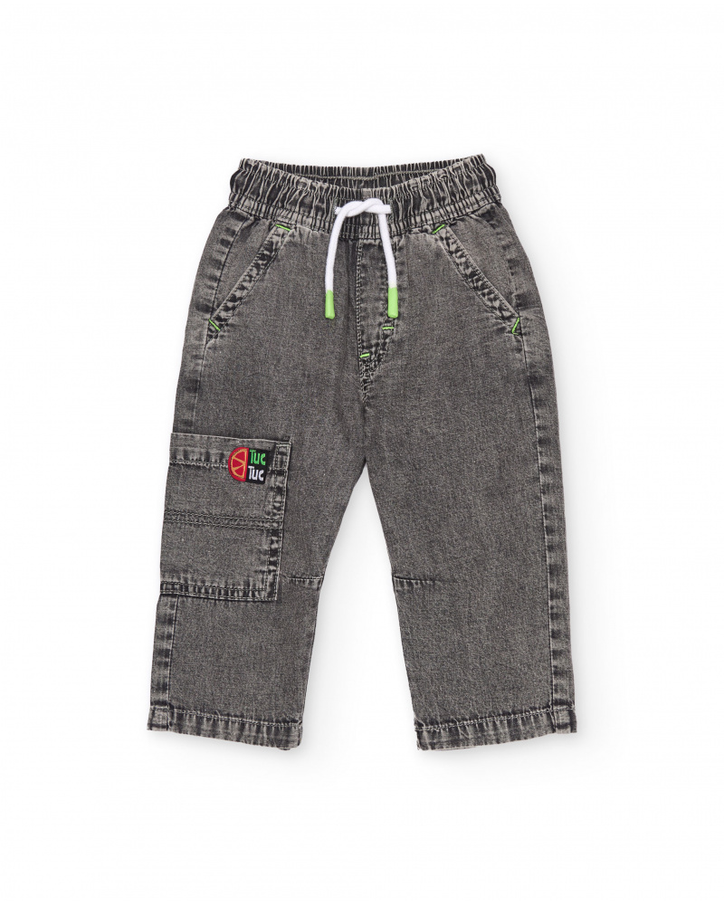 Pantaloni da bambino in tessuto in denim effetto lavato