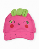 Cappellino da bambina in tessuto con foglioline in rilievo